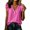 #0033-Hot Pink, variant on Shihyeh Womens Short Ruffle Sleeve Shirts V Neck Button Down Shirt Solid Color Going Out Spring Tops