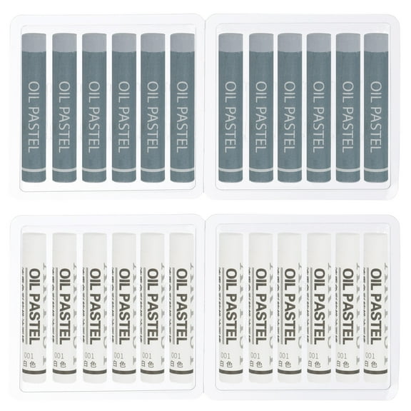 Uxcell White, Gray Oil Pastels, 24Pcs Soft Oil Crayons Creamy Pastels Stick Art Supplies for Art
