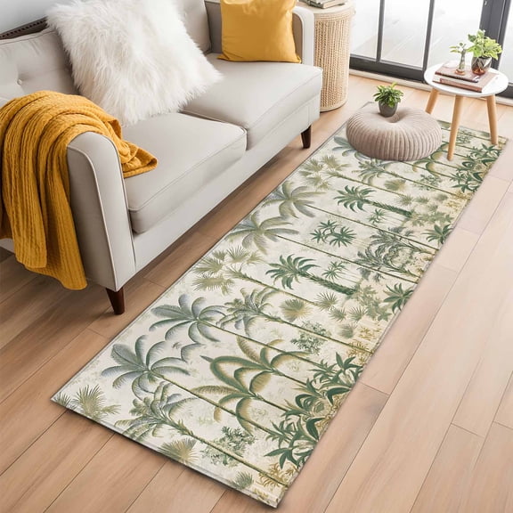 Palm Tree Kitchen Runner Rug 2x6 Washable Runners for Hallway Non Slip Sage Green Tropical Nature Plant Watercolor Large Area Rug Indoor Floor Carpet for Bathroom Laundry Entryway Bedroom Living Room