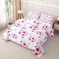 thumbnail image 3 of Homewish Pink White Soccer Star Pattern Quilt King, Cute Sport King Coverlet Set for Girls and Boys, 3-Piece, 1 Comforter and 2 Pillowcases, 3 of 7