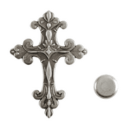 Dicksons Ornate Silvertone Cross 2 inch Alloy Magnetic Lapel Brooch Pin