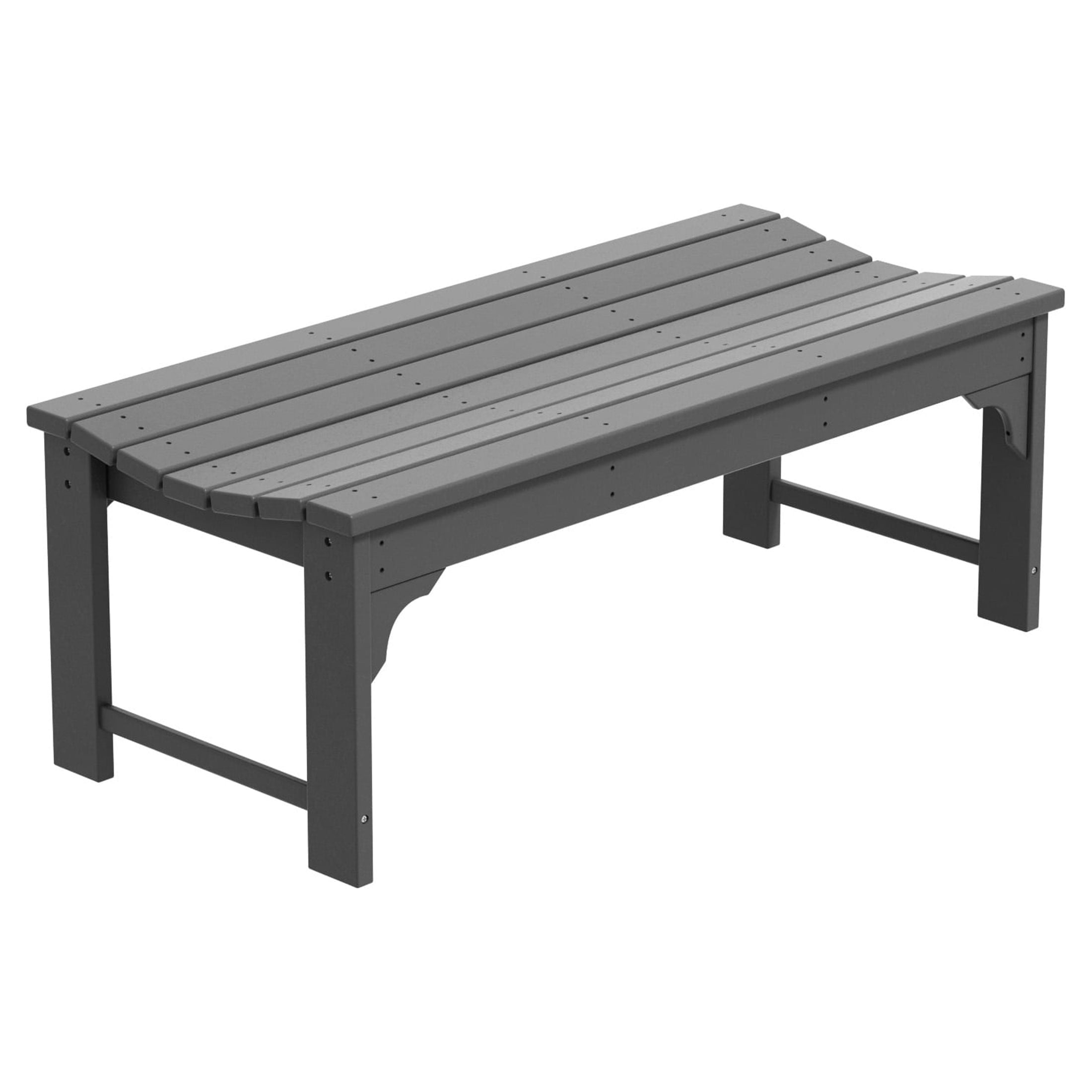 GARDEN Plastic Adirondack Backless Outdoor Bench for Patio Entryway, Gray