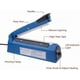 thumbnail image 5 of Selladora eléctrica de 200 mm para alimentos a presión, selladora manual por impulsos térmicos, selladora de bolsas de plástico, sellado rápido., 5 of 5