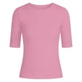 thumbnail image 4 of DHFJKG Slim Fit Basic Tee Women Half Sleeve Crew Neck T Shirt Solid Color Base Layer Top Casual Daily Wear Spring Summer Comfy Tops, 4 of 4