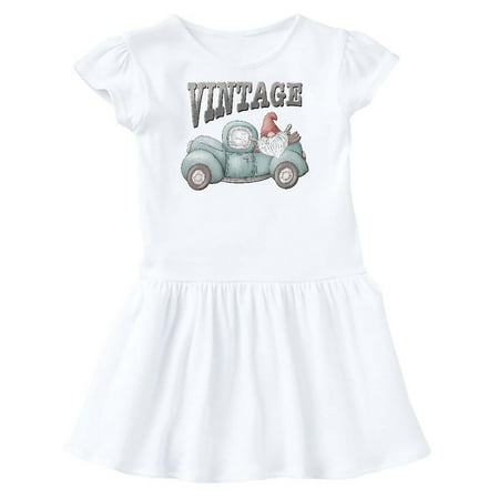

Inktastic Vintage Pickup Truck with Gnome Gift Toddler Girl Dress