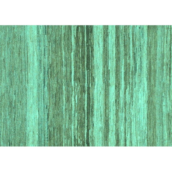 Ahgly Company Machine Washable Indoor Rectangle Abstract Turquoise Blue Modern Area Rugs, 8' x 10'