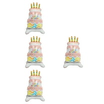 Masteelf 4pcs Cartoon Cake Shape Balloon Lovely Cake Shaped Balloon Inflatable Balloon Large Aluminum Foil Cake Balloon Birthday