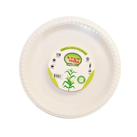 Verka Green Line 9 inch Disposable Plates, 20 Pieces