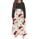 thumbnail image 3 of Vestido de manga larga con cuello redondo para niña, estampado navideño, manga larga, cuello redondo, bolsillos, falda larga informal para adultos, vestido de poliéster para niña., 3 of 5