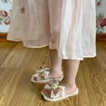 thumbnail image 5 of ZACPNCV Girl's Bow Slip on Slippers Open Toe Braided Slides Flat Sandals Pink 5-6 Years, 5 of 8
