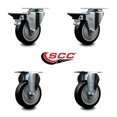 thumbnail image 2 of 4 Inch Black Poly Wheel Swivel Top Plate Caster Set with 2 Posi Brakes 2 Rigid, 2 of 2