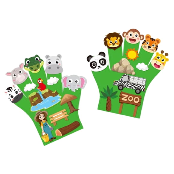 2pcs animales sentí historias títeres de , títeres de mano de narración de bricolaje para niños animales juguetes de títeres para la reunión Tema del zoológico