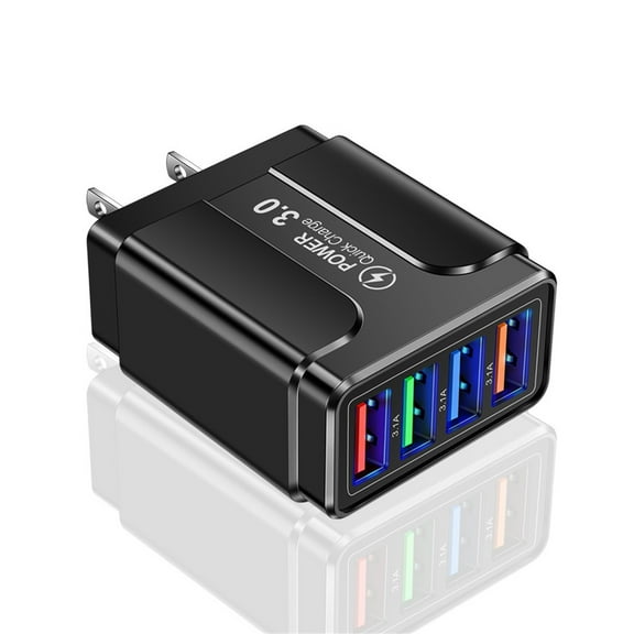 4-Port USB Wall Charger with Quick Charge 3.0, 3.5A Desktop Power Adapter for Multiple Devices, US Plug & Overload Protection
