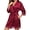 Wine Red, variant on Satin Silk Robe for Women Short Lace Trim Bathrobe with Pockets Sexy 3/4 Sleeve Bridal Sleepwear
