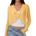 thumbnail image 7 of Trgacdwlo Women's Ruffled Trim Textured Chiffon Cardigan Long Sleeve Open Front Cropped Shrug Lightweight Casual Cover Up for Daily Office Shopping, 7 of 7