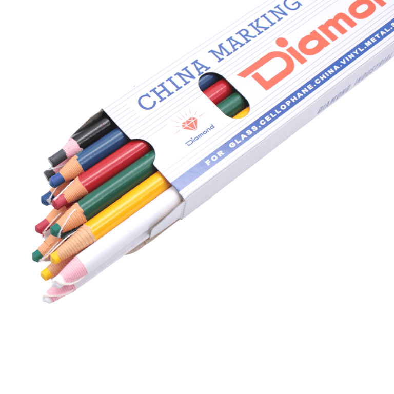 Pack of 12 Dimond China Markers / Peel-Off Grease Pencils-Red