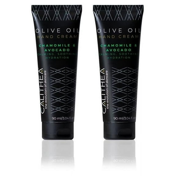 Calithea Skincare CS-HNDCRM-3OZ-2PK Olive Oil Hand Cream - Chamomile & Avocado - Calming & Soothing Hydration - 90mL - 2-Pack