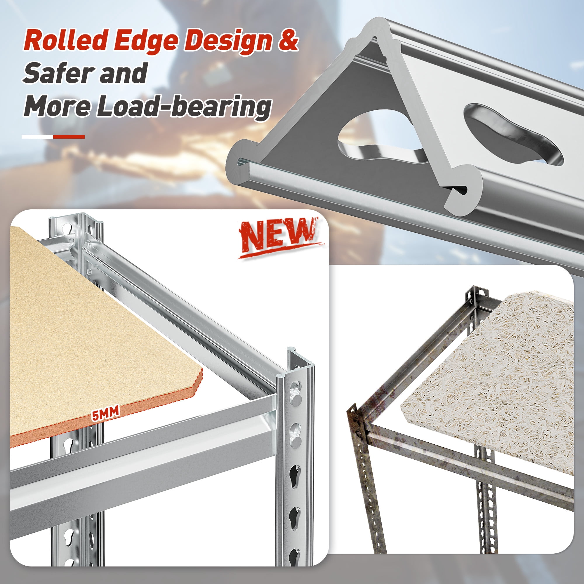 REIBII 56.7"H 4 Tier Garage Shelves for Storage Shelving Adjustable Units Heavy Duty Shelf, Silver