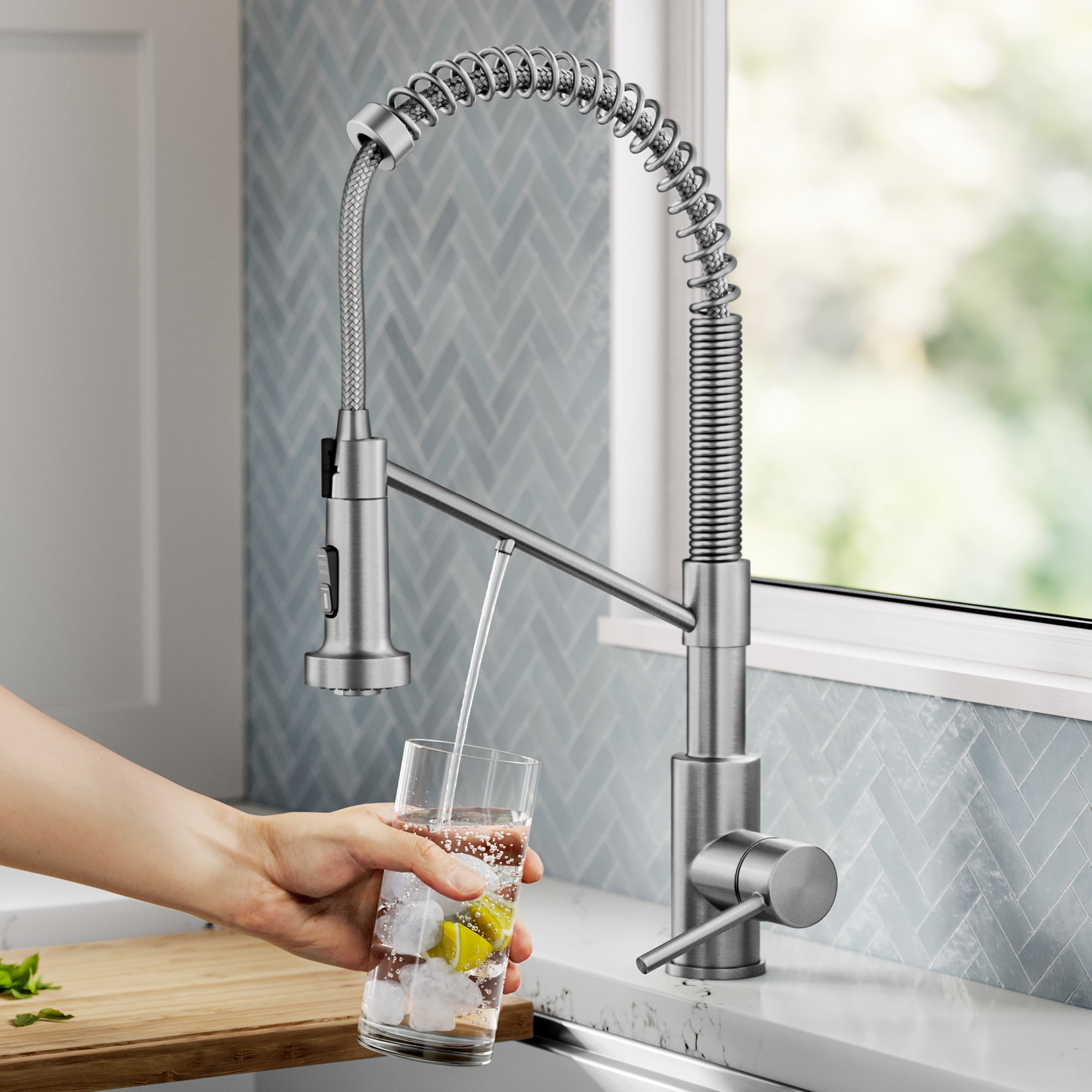 KRAUS Bolden 2-in-1 Commercial Style Pull Down Single Handle Water Filter Kitchen Faucet for Reverse Osmosis or Water Filtration System in Spot-Free Stainless Steel
