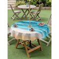 thumbnail image 4 of Outdoor Tablecloth with Umbrella Hole for Patio/Picnic/Party/Camping, Teal Blue Beach Coastal Waterproof Table Cloth Round Cover Washable, Summer Nautical Seaside Ocean Ombre (Dia 54"), 4 of 8