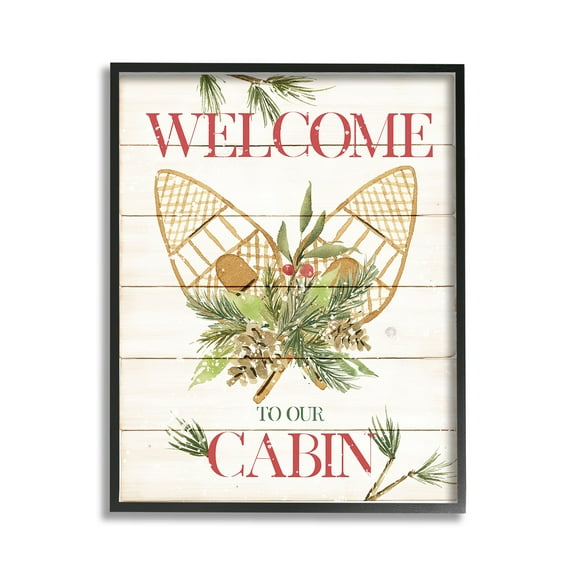 Stupell Industries Rustic Cabin Welcome Botanical & Floral Painting Black Framed Art Print Wall Art, 11 x 14