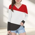 thumbnail image 2 of Girls' Cute V-neck Color Block Printed Long Sleeve Shirt Top, 2 of 8