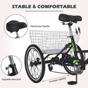 Lilypelle 24 Adult Tricycle Folding Tricycle 3 Wheel Bikes 7 Speed Trikes with Shopping Basket for Seniors Adult,Black