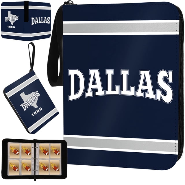Álbum para cartas de fútbol KivolFun Dallas de 400 bolsillos, azul marino