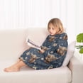 thumbnail image 4 of Blue Highland Cow Flower Pattern Blanket Hoodies for Kids 6-13YR Oversize Wearable Blanket Hoodies for Boys Girls Teens, 4 of 7