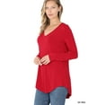 thumbnail image 1 of TheLovely Women & Plus Soft Luxe Rayon Long Sleeve Dolphin Hem V-Neck Tee Shirt Top, 1 of 4