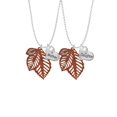 thumbnail image 2 of Delight Jewelry Acrylic Medium Triple Leaf Pearly Brown Mother & Daughter Heart Necklaces (Set of 2), 19"+2", 2 of 4