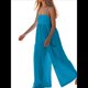 thumbnail image 2 of de Verano para Mujer, de una Pieza, con Tirantes Finos y Pierna , con Bolsillos Azul L, 2 of 8