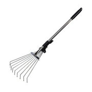 Winbang Scalable Garden Rake Extendable Leaves Rake with Flexible Teeth Rod for Garden Backyard Lawn Farm Street 9 Teeth