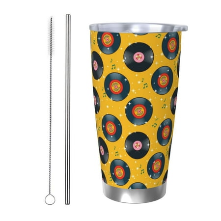 

Tideii Retro Vinyl Records for 20OZ Car Cup Stainless Steel Cold and Hot Cup with Lid Suitable for Outdoor and Home Unisex-Straw Two-piece Set