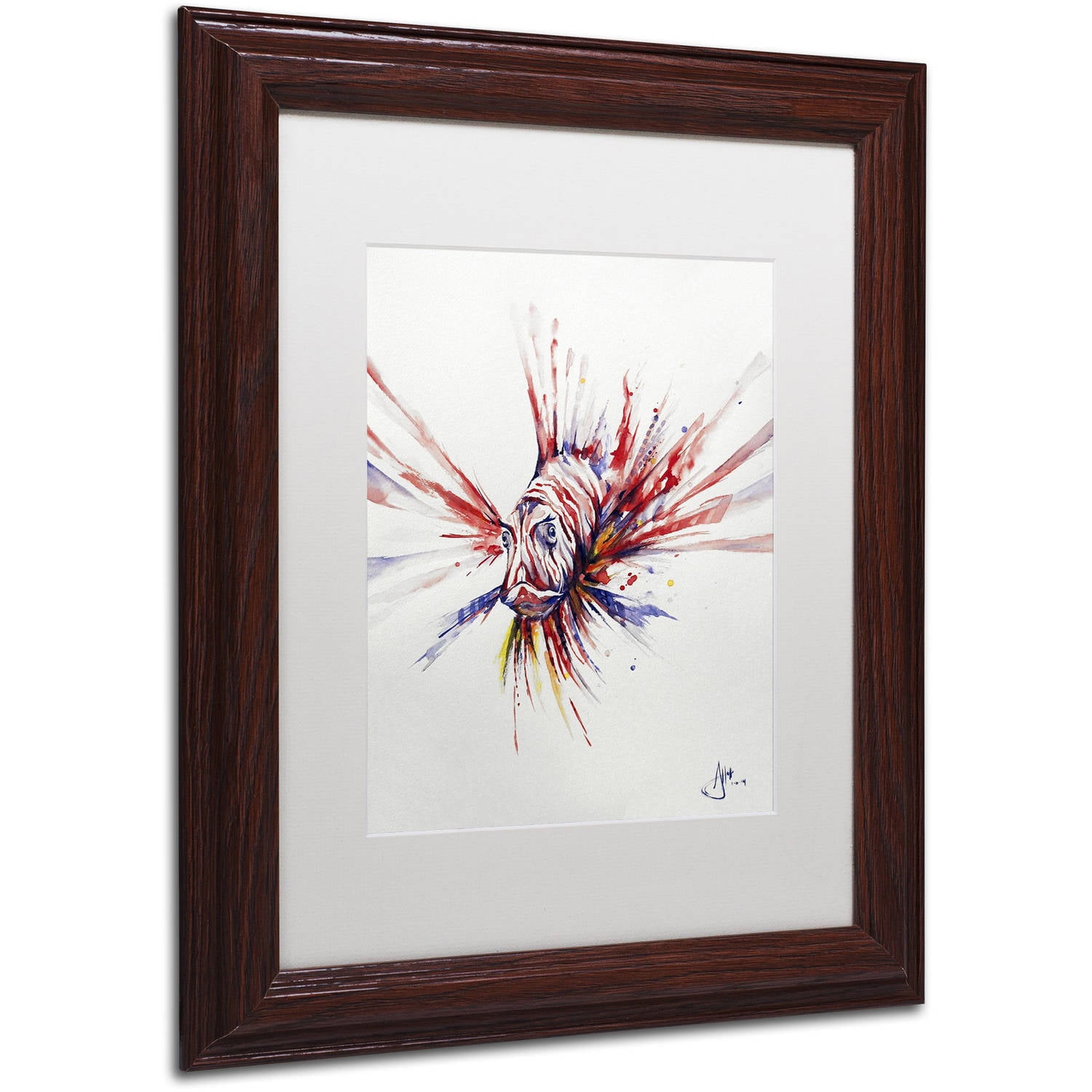 Trademark Fine Art 'Pterois' Canvas Art by Marc Allante, White Matte, Wood Frame