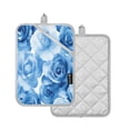 thumbnail image 2 of Two Pieces Of Square Heat Insulation Pad Oven Mitts 7x9.8 Inch Oven Microwave Kitchen Cooking Baking Cartoon Blue Roses Seamless, 2 of 7