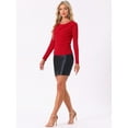 thumbnail image 3 of DARING DIVA Women's Ruched Cowl Neck Long Sleeves Glitter Tops S Red, 3 of 6