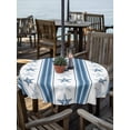 thumbnail image 2 of Outdoor Tablecloth with Umbrella Hole for Patio/Picnic/Party/Camping, Blue Coastal Striped Waterproof Table Cloth Round Cover Washable, Modern Nautical Thin Stripes (Dia 54"), 2 of 9