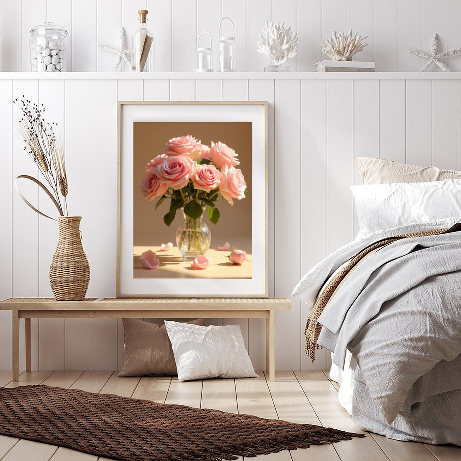 Diamond Art Kits for Adults - 5d Pink Roses Vase Floral Arrangement Diamond Painting for Adults, Diamond Art for Adults Beginners, Diamond Painting Kits for Adults for Home Wall Decor