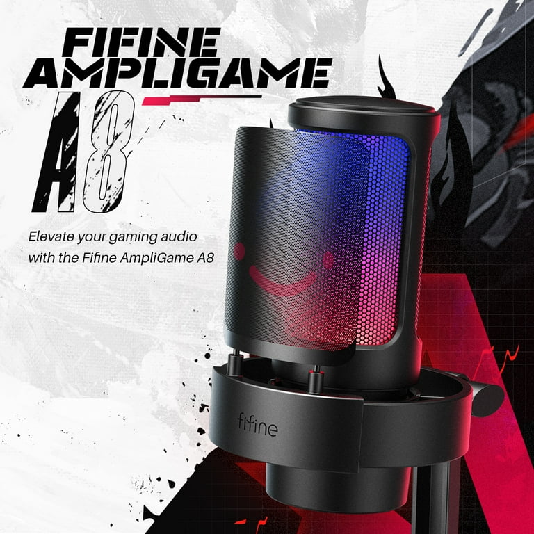 FIFINE A8 Gaming USB Microphone with RGB Lighting, Black photo 2