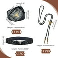 thumbnail image 2 of 3pcs 3 styles PU Leather Men's Chain Belt & Bolo Tie & Adjustable Hat Band Western Cowboy Alloy Cattle Jewelry set Black 49-5/8 inch(126cm) 40.55 inch(103cm) 762x33x6mm, 2 of 7