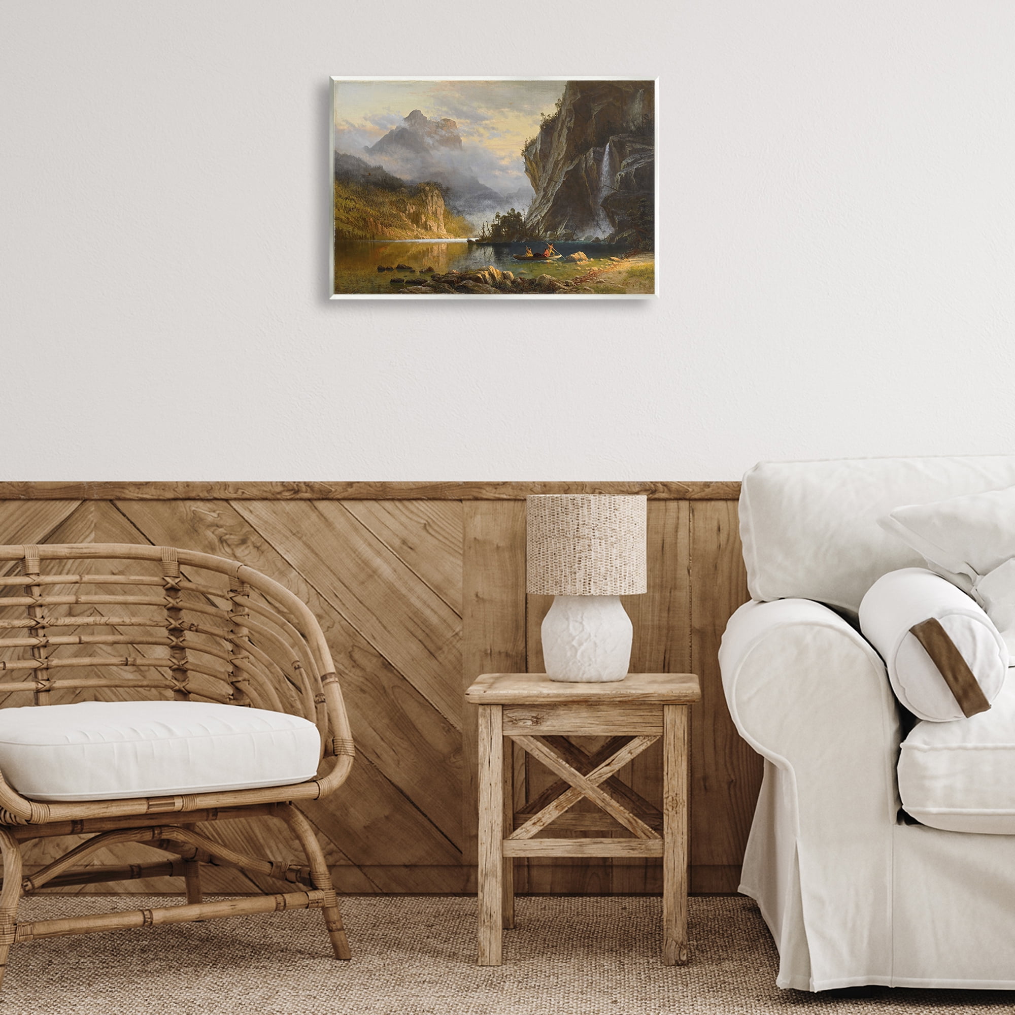 Stupell Industries Classical Spear Fishing Landscape & Nature Painting Unframed Art Print Wall Art, 19 x 13