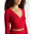 thumbnail image 3 of No Boundaries Lace Long Sleeve Crop Top and Midi Skirt Set, 2-Piece, Women’s, 3 of 4