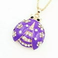 thumbnail image 3 of QQTDFG Clear Crystal Enamel Ladybird Beetles Insects Pendant Sweater Chain Necklace -Purple, 3 of 5