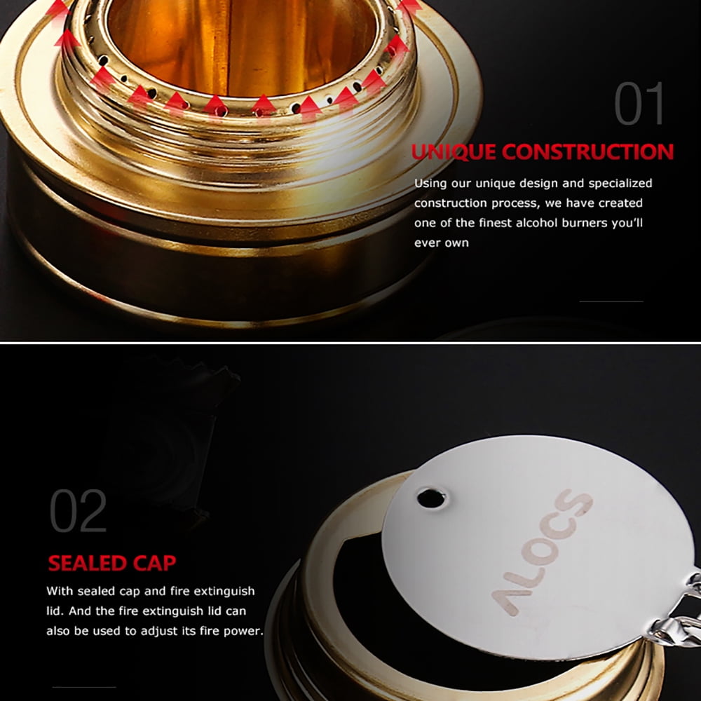 Mini Alcohol Stove with Aluminium Stand Efficient Lightweight Spirit Burner for Camping, Hiking, Picnic and Survival