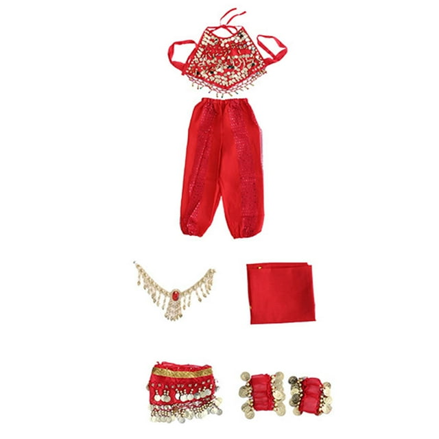 Conjunto de trajes de danza del vientre para niños, traje de danza india con lentejuelas para niños 140cm Yuyangstore Trajes de danza del vientre