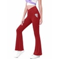 thumbnail image 4 of EnJoCho Girls High Waisted Flare Leggings Yoga Bootcut Pants Solid Color Full Length Bell Bottoms Cross Stretchy Dance Trousers 70s Style, 4 of 6