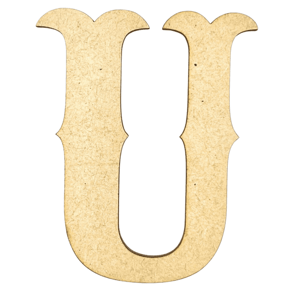 Krafty Supply 16" Tall MDF Letter U |1/8" Thick | Western Railroad | Wooden Letters | Craft Alphabet