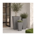 thumbnail image 3 of DecMode 17", 21", 25"H Light Weight Gray Metal Planter with Tapered Base (3 Count), 3 of 11