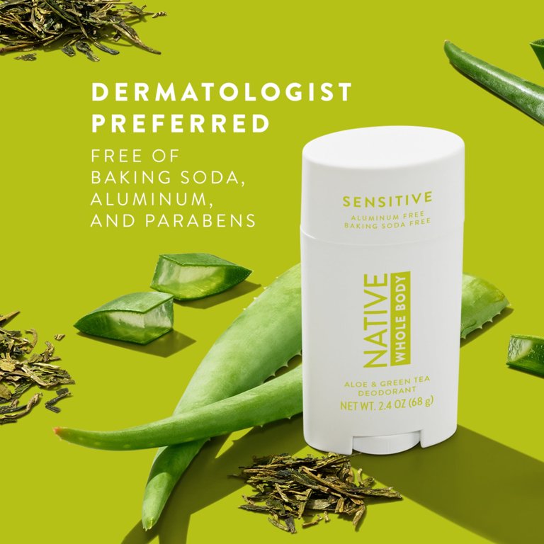 Native Deodorant, Aluminum Free, Aloe & Green Tea Sensitive Whole Body  Deodorant 2.4 oz - Walmart.com